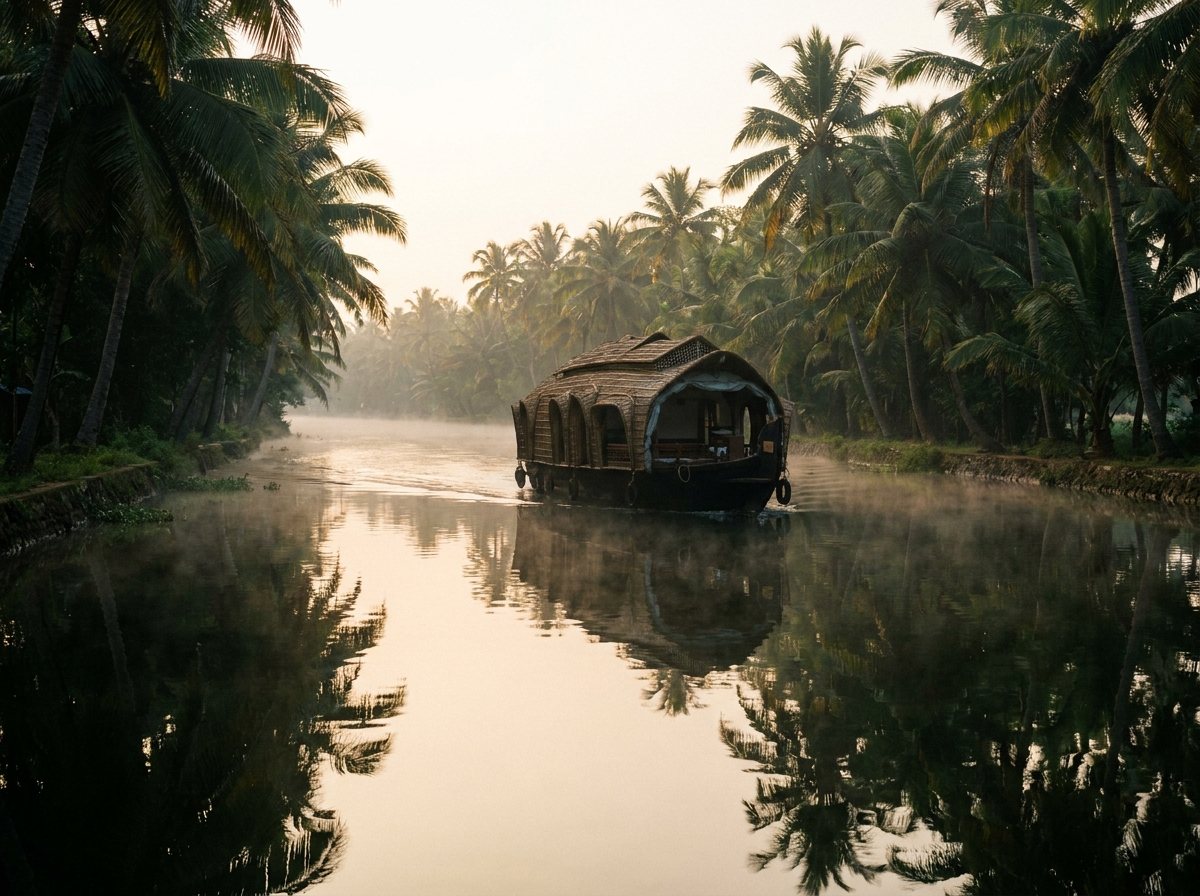 A houseboat in the Kerala backwaters
